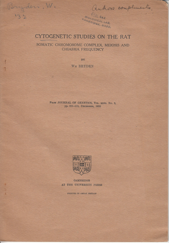 Cytogenic Studies on the Rat: Somatic Chromosome Complex, Meiosis and Chiasma Frequency