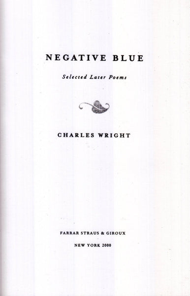 Negative Blue: Selected Later Poems