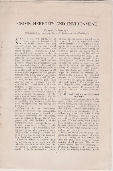 Crime, Heredity, and Environment