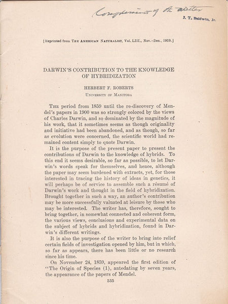 Darwin's Contribution to the Knowledge of Hybridization