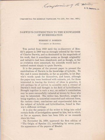 Darwin's Contribution to the Knowledge of Hybridization