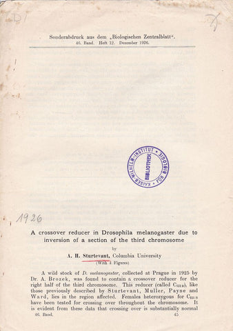 A Crossover reducer in Drosophila Melanogaster due to inversion of a section of the third chromosome