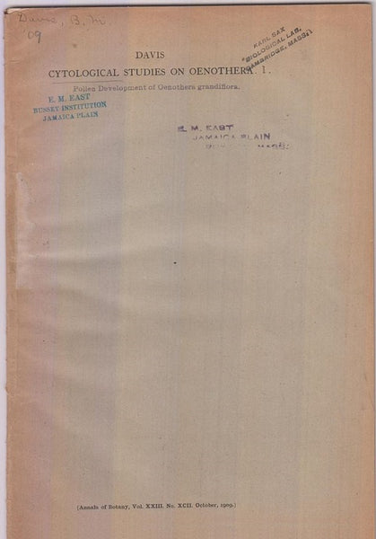 Cytological Studies on Oenothera  by Davis, Bradley Moore