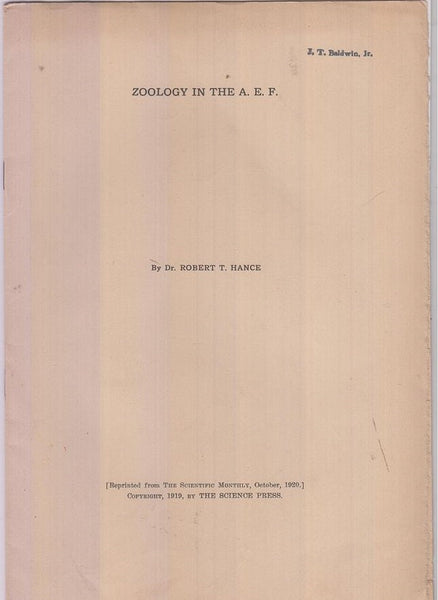 Zoology in the AEF  by Hance, Robert T.