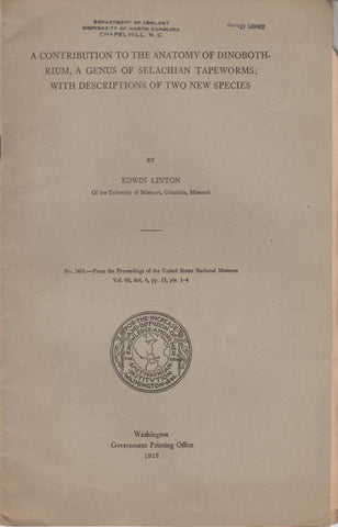 A Contribution to the Anatomy of Dinobothrium, a Genus of Selachian Tapeworms; with Descriptions of Two New Species