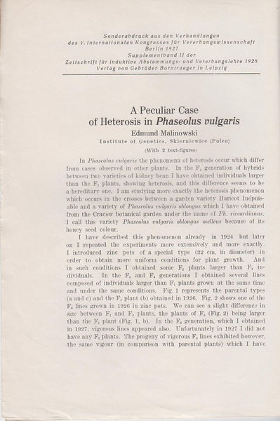 A Peculiar Case of Heterosis in Phaseolus Vulgaris