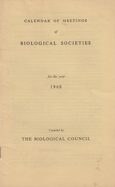 Calendar of Meetings of Biological Societies