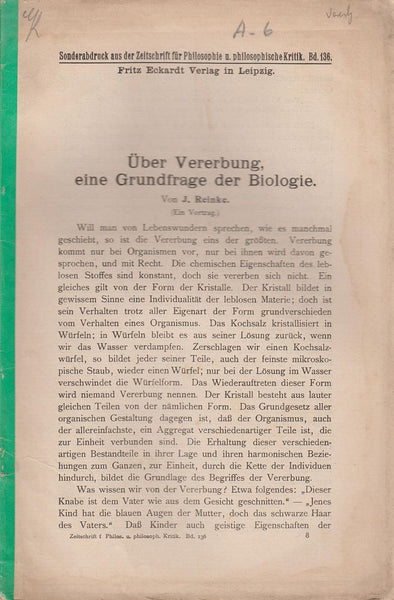 Uber Vererbung, eine Grundfrage der Biologie