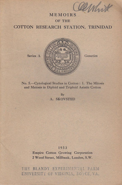 Cytological Studies in Cotton. I. The Mitosis and the Meiosis in Diploid and Triploid Asiatic Cotton