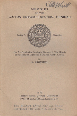 Cytological Studies in Cotton. I. The Mitosis and the Meiosis in Diploid and Triploid Asiatic Cotton