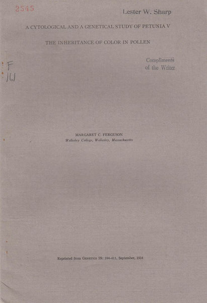 A Cytological and a Genetical Study of Petunia V The Inheritance of Color in Pollen