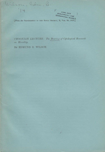 Croonian Lecture: The Bearing of Cytological Research on Heredity