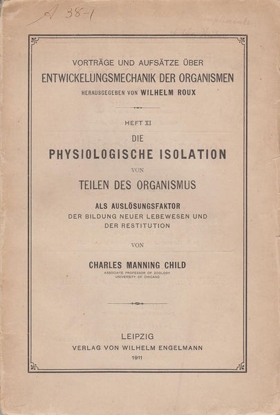 Die Begrundung der Theorie der physiologischen Isolation von Teilen