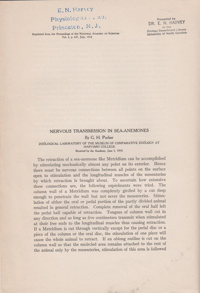 Nervous Transmission in Sea-Anemones