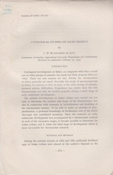 Cytological Studies on Salmo Irideus
