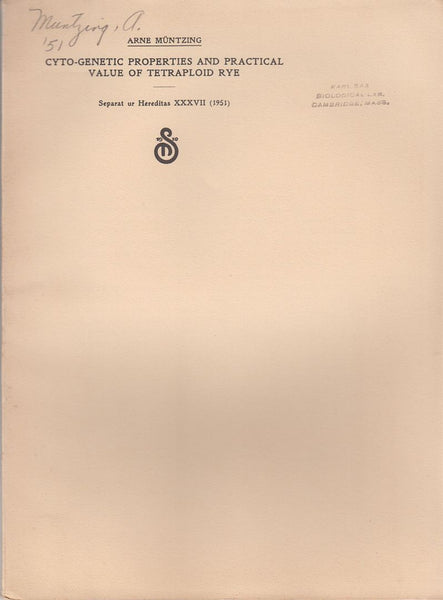 Cyto-Genetic Properties and Practical Value of Tetraploid Rye