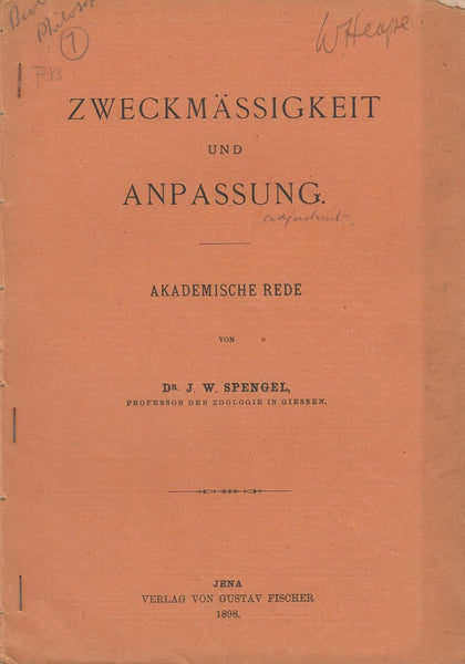 Zwexkmassigkeit und Anpassung: Akademische Rede