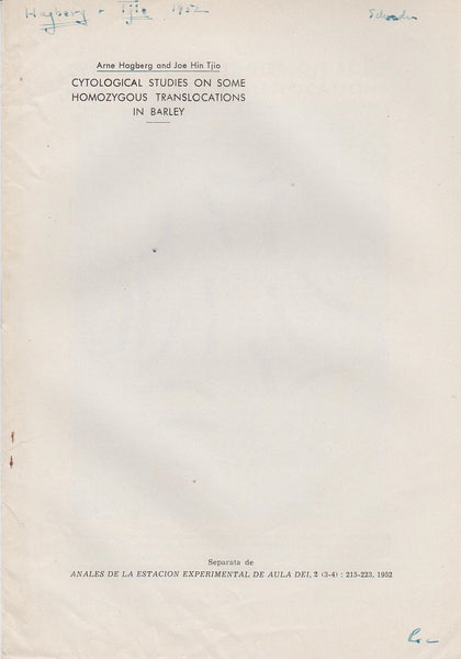 Cytological Studies on Some Homozygous Translocations in Barley