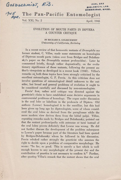 Evolution of Mouth Parts in Diptera: A Counter Critique