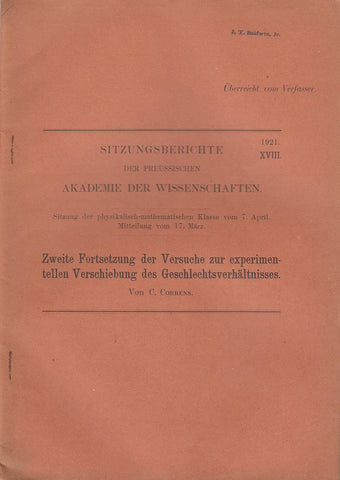 Zweite Fortsetzung der Versuche zur experimentellen Verschiebung des Geschlechtsverhaltnisses