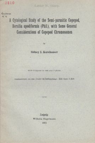 A Cytological Study of the Semi-Parasitic Copepod, Hersilia apodiformis (Phil.), with some General Considerations of Copepod Chromosomes