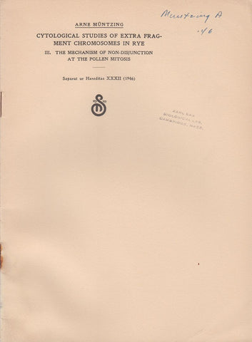 Cytological Studies of Extra Fragment Chromosomes in Rye III. The Mechanism of Non-Disjunction at the Pollen Mitosis