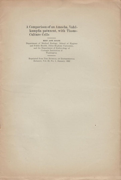 A Comparison of an Amoeba, Vahlkampfia patuxent, with Tissue-Culture Cells