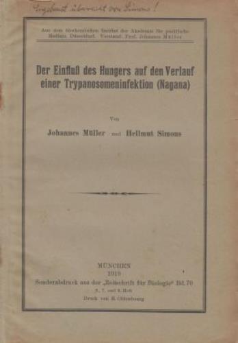Der Einflub des Hungers auf den Verlauf einer Trypanosomeninfektion (Nagana)