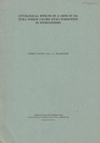 Cytological Effects of a Gene in Datura which Causes Dyad Formation in Sporogenesis