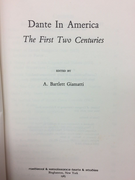Dante in America: The First Two Centuries