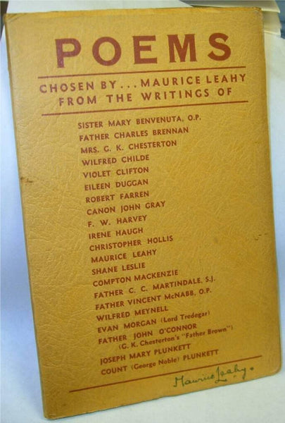 Poems (A Miniature Anthology) February 1937 chosen by Maurice Leahy