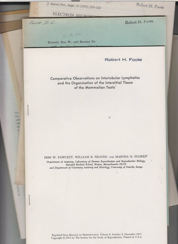 10 offprints by Don Wayne Fawcett 1947-1974 The Fine Structure of Bat Spermatozoa and others