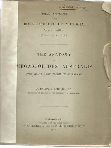 The Anatomy of Megascolides Australis (The Giant Earth-Worm of Gippsland)