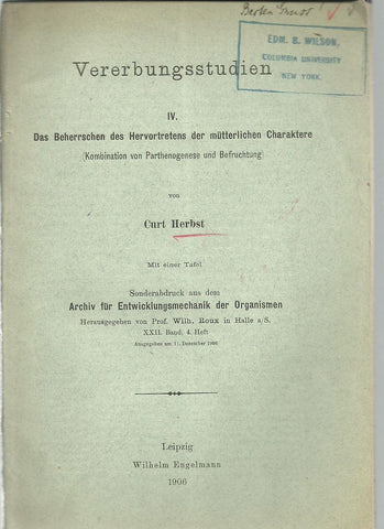 5 offprints Curt Herbst Zoologist 1866-1946