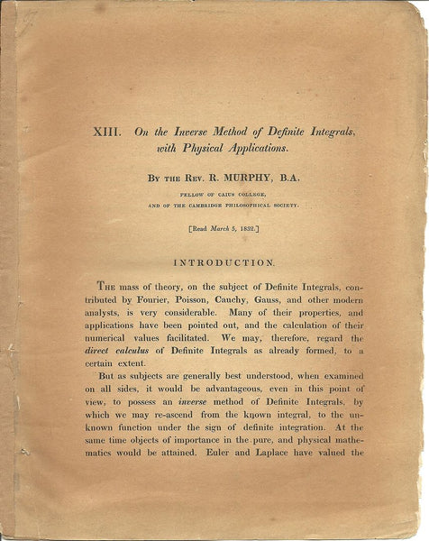 On the inverse method of definite integrals with physical applications [three memoirs]