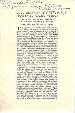 Alexander Hollaender 60 offprints leading researcher in radiation biology