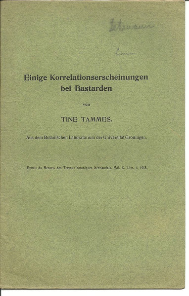 19 offprints from Tine Tammes 1913-1934