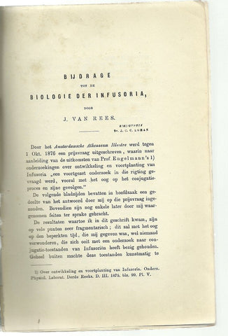 Bijdrage tot de Biologie der Infusoria and Ueber einige Falle von Parasitismus bei Infusien