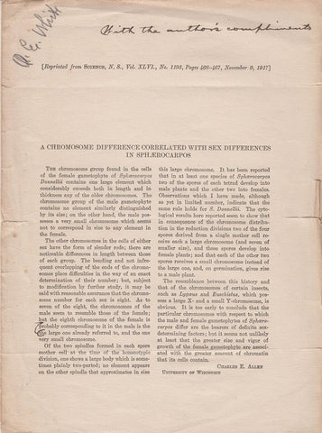 A Chromosome Difference Correlated With Sex Differences In Sphaerocarpos