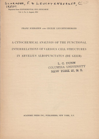 A Cytochemical Analysis Of The Functional Interrelations Of Various Cell Structures In Arvelius Albopunctatus (De Geer)