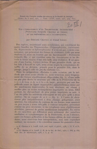 Sur L'Enkystement D'un Thigmotriche Ancistrumide: Proboveria loripedis Chatton et Lwoof et les Phenomenes Qui L'Accompagnent