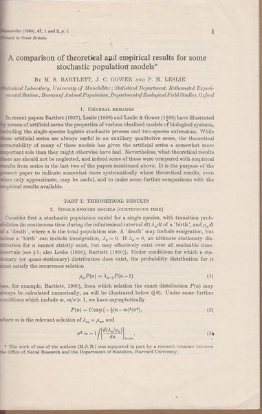 A Comparison of Theoretical & Empirical Results for Some Stochastic Population Models