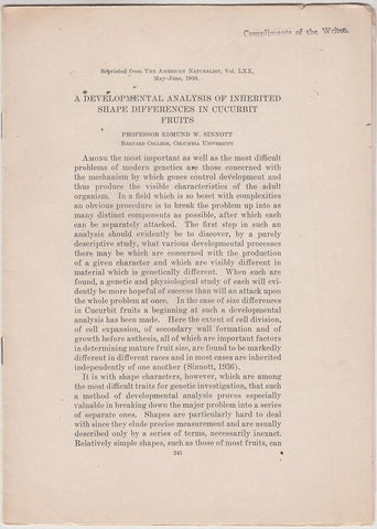 A Developmental Analysis of Inherited Shape Differences in Cucurbit Fruits