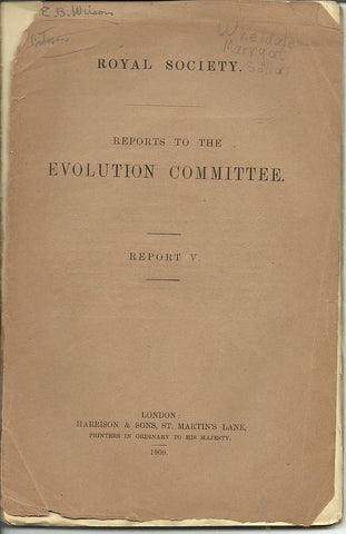 Reports of the Evolution Committee of the Royal Society Report V