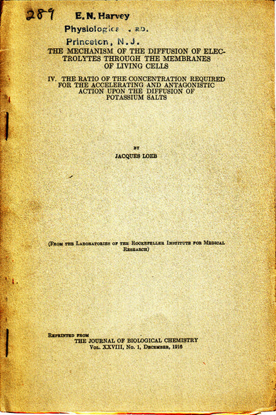 The Mechanism of the Diffusion of Electrolytes Through the Membranes of Living Cells: IV. The Ratio of the Concentration Required for the Accelerating and Antagonistic Action Upon the Diffusion of Potassium Salts