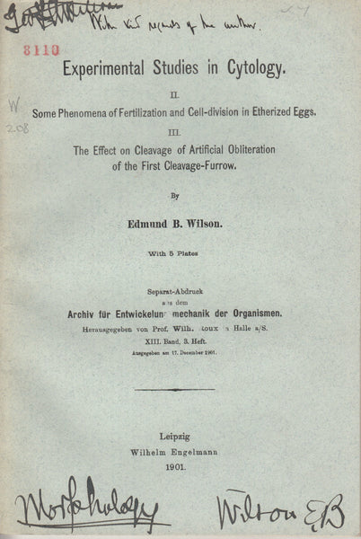 II. Some Phenomena of Fertilization and Cell-Division in Etherized Eggs. III. The Effect on Cleavage of Artificial Obliteration of the First Cleavage-Furrow