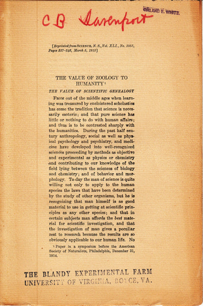 The Value of Zoology to Humanity