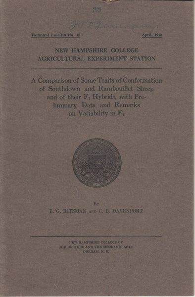 A Comparison of Some Traits of Conformation of Southdown and Rambouillet Sheep and of their F1 Hybrids, with Preliminary Data and Remarks on Variability in F2