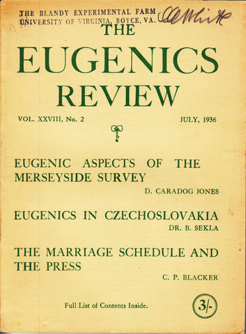 The Eugenics Review Vol. XXVIII, No. 2 July 1936