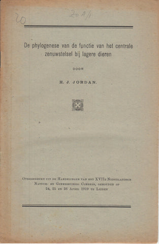 De phylogenese van de functie van het centrale zenuwstelsel bij lagere dieren